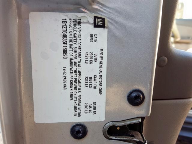 1G1ZT64835F160890 - 2005 CHEVROLET MALIBU MAX 银色 照片 10