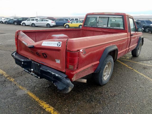 1J7FT26P0ML552598 - 1991 JEEP COMANCHE RED photo 4