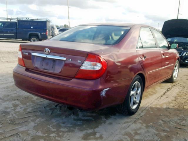 4T1BE32K72U076591 - 2002 TOYOTA CAMRY LE BURGUNDY photo 4