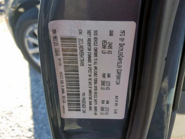 2C3JA63H55H176409 - 2005 CHRYSLER 300C GRAY photo 10