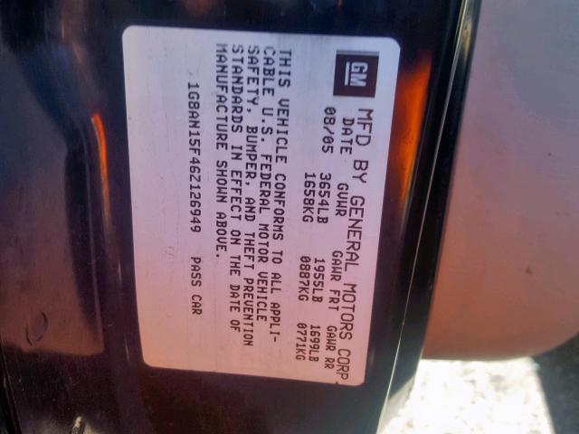 1G8AN15F46Z126949 - 2006 SATURN ION LEVEL BLACK photo 10