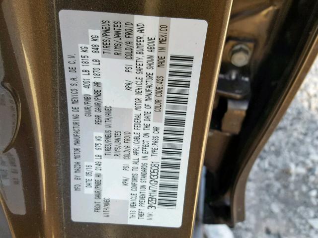 3MZBM1W7XGM305081 - 2016 MAZDA 3 TOURING GRAY photo 10