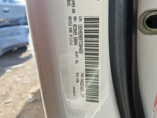 1B3HB28B97D384668 - 2007 DODGE CALIBER WHITE photo 10