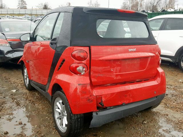 WMEEK31X99K263295 - 2009 SMART FORTWO PAS RED photo 3