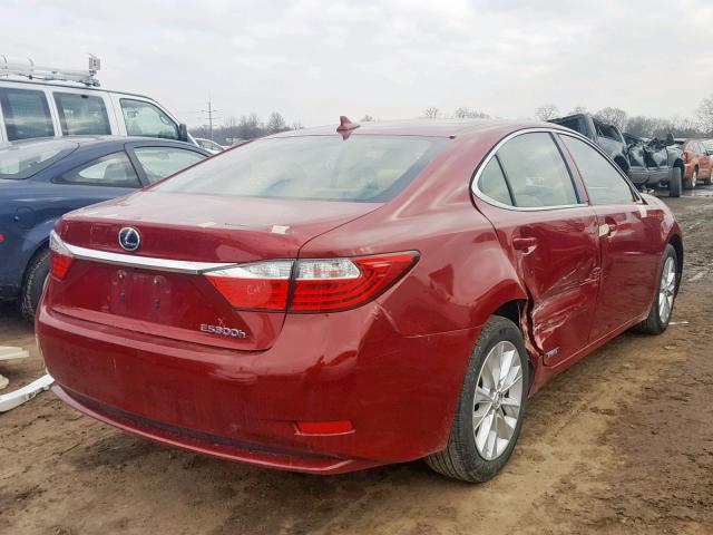 JTHBW1GG8D2022479 - 2013 LEXUS ES 300H RED photo 4