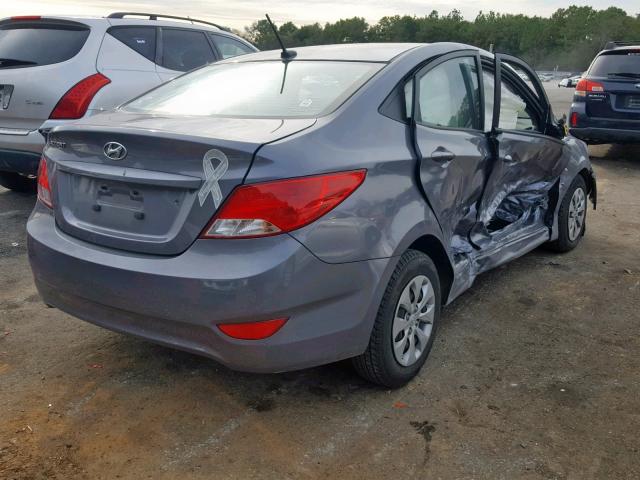 KMHCT4AE7GU150577 - 2016 HYUNDAI ACCENT SE GRAY photo 4