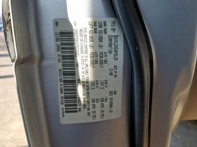 2A8GF68X37R224521 - 2007 CHRYSLER PACIFICA T SILVER photo 10