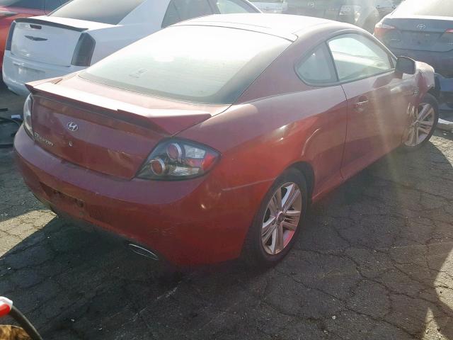 KMHHM66D88U280514 - 2008 HYUNDAI TIBURON GS RED photo 4