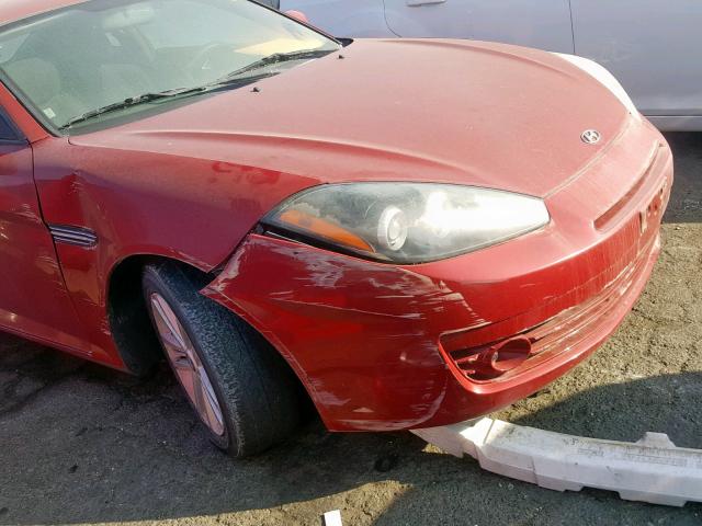 KMHHM66D88U280514 - 2008 HYUNDAI TIBURON GS RED photo 9