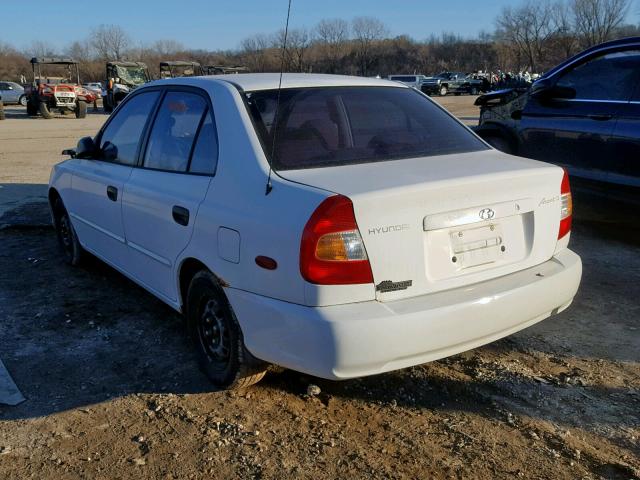 KMHCG45C51U191066 - 2001 HYUNDAI ACCENT GL WHITE photo 3