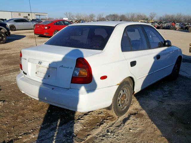 KMHCG45C51U191066 - 2001 HYUNDAI ACCENT GL WHITE photo 4