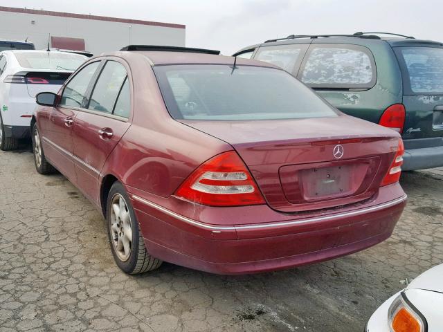 WDBRF61J53F291093 - 2003 MERCEDES-BENZ C 240 MAROON photo 3