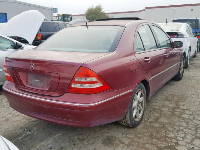 WDBRF61J53F291093 - 2003 MERCEDES-BENZ C 240 MAROON photo 4