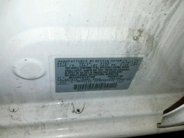 3N1CE2CPXFL377162 - 2015 NISSAN VERSA NOTE WHITE photo 10