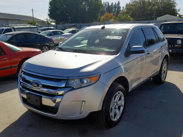 2FMDK3JC1DBB45876 - 2013 FORD EDGE SEL SILVER photo 2