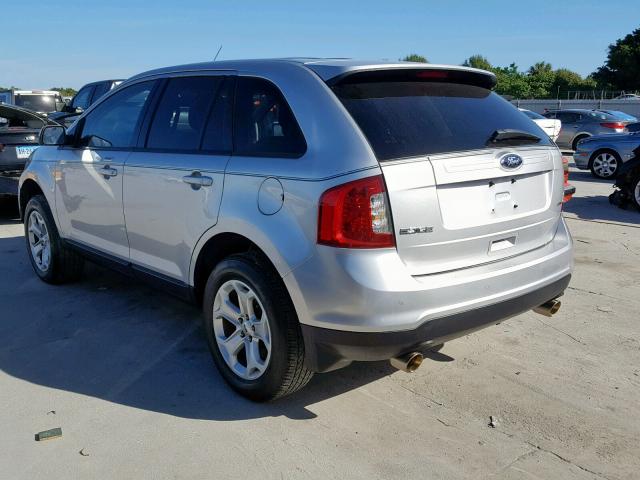 2FMDK3JC1DBB45876 - 2013 FORD EDGE SEL SILVER photo 3