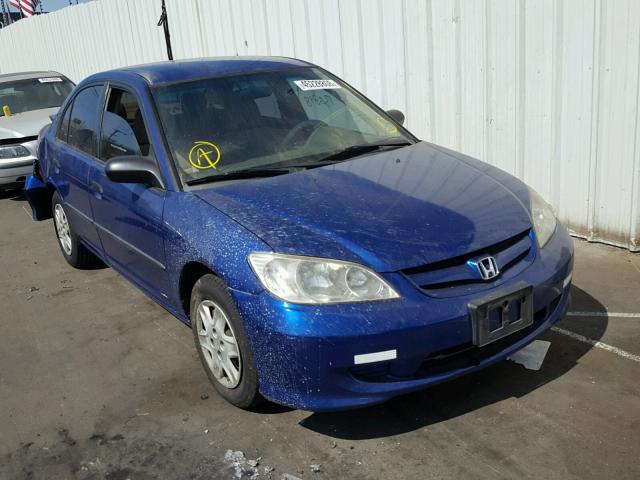 1HGES16344L013279 - 2004 HONDA CIVIC DX V BLUE photo 1