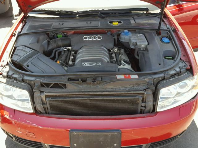 WAUVT68E42A308752 - 2002 AUDI A4 3.0 AVA RED photo 7