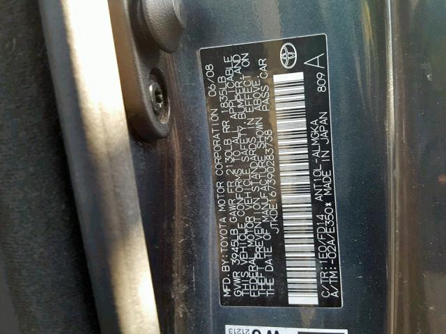JTKDE167390283738 - 2009 TOYOTA SCION TC Boz foto 10