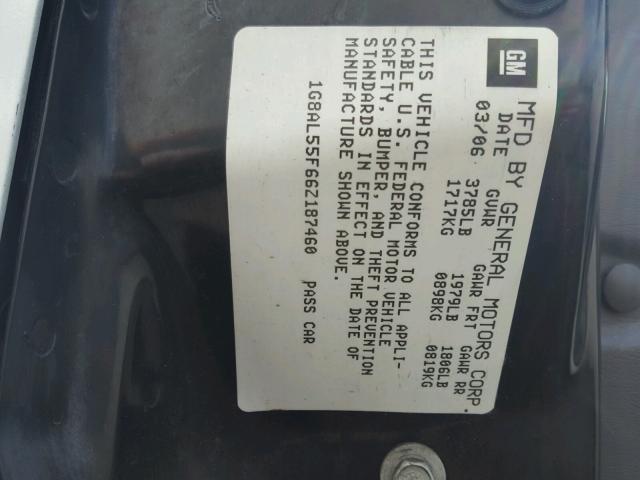 1G8AL55F66Z187460 - 2006 SATURN ION LEVEL WHITE photo 10