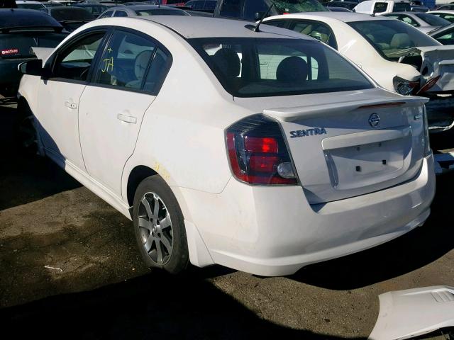 3N1AB6AP8CL729547 - 2012 NISSAN SENTRA 2.0 WHITE photo 3