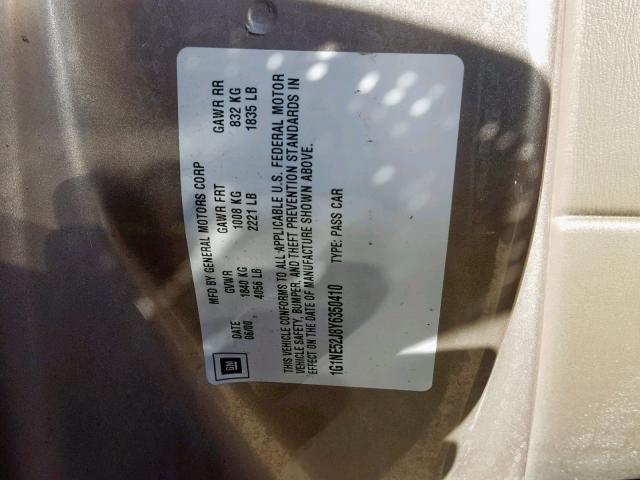 1G1NE52J8Y6350410 - 2000 CHEVROLET MALIBU LS 米色 照片 10