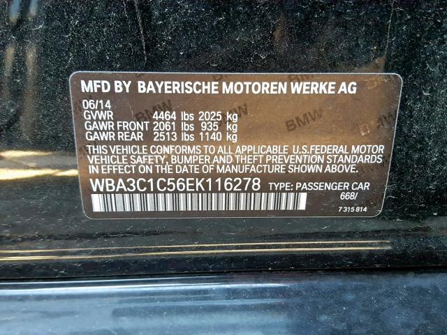 WBA3C1C56EK116278 - 2014 BMW 328 I SULE BLACK photo 10