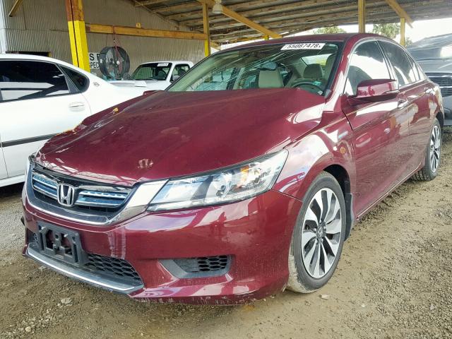 1HGCR6F5XFA008765 - 2015 HONDA ACCORD HYB MAROON photo 2