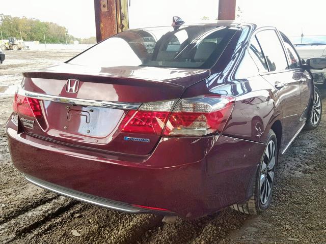 1HGCR6F5XFA008765 - 2015 HONDA ACCORD HYB MAROON photo 4