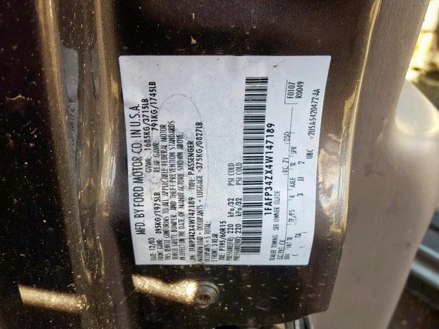 1FAFP34ZX4W147189 - 2004 FORD FOCUS SE C CHARCOAL photo 10