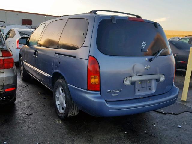 4N2XN11T6XD806262 - 1999 NISSAN QUEST SE BLUE photo 3