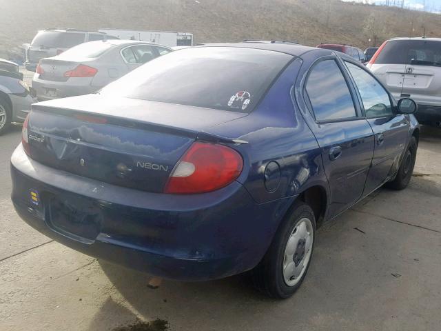 1B3ES46C9YD799856 - 2000 DODGE NEON BASE BLUE photo 4