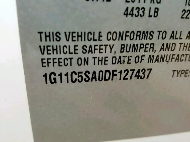 1G11C5SA0DF127437 - 2013 CHEVROLET MALIBU 1LT WHITE photo 10