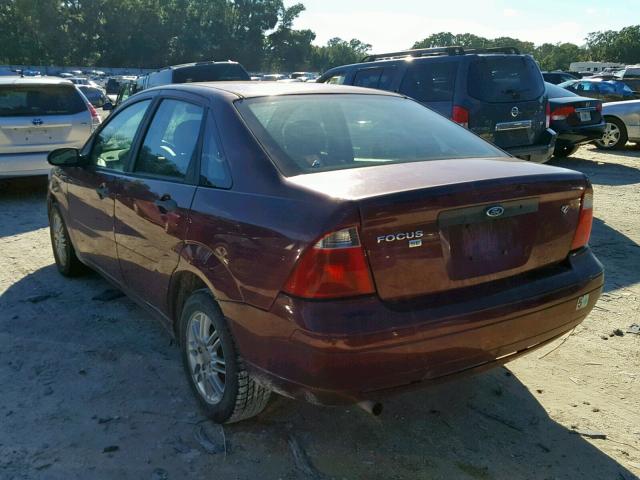 1FAHP34N27W105884 - 2007 FORD FOCUS ZX4 MAROON photo 3