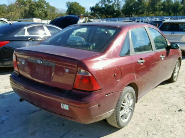 1FAHP34N27W105884 - 2007 FORD FOCUS ZX4 MAROON photo 4