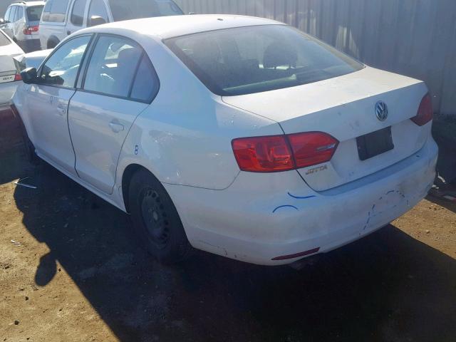 3VW2K7AJ9DM290385 - 2013 VOLKSWAGEN JETTA BASE WHITE photo 3