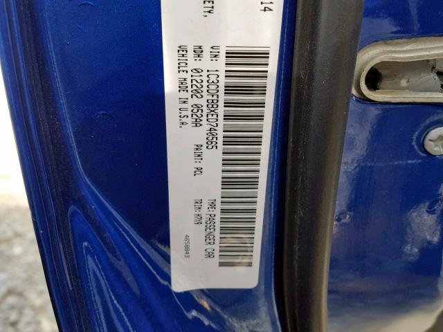 1C3CDFBBXED740565 - 2014 DODGE DART SXT BLUE photo 10