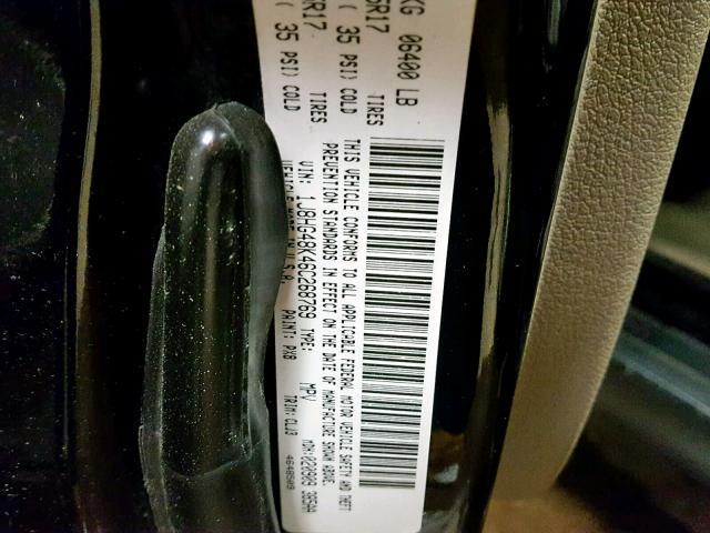 1J8HG48K46C268769 - 2006 JEEP COMMANDER BLACK photo 10