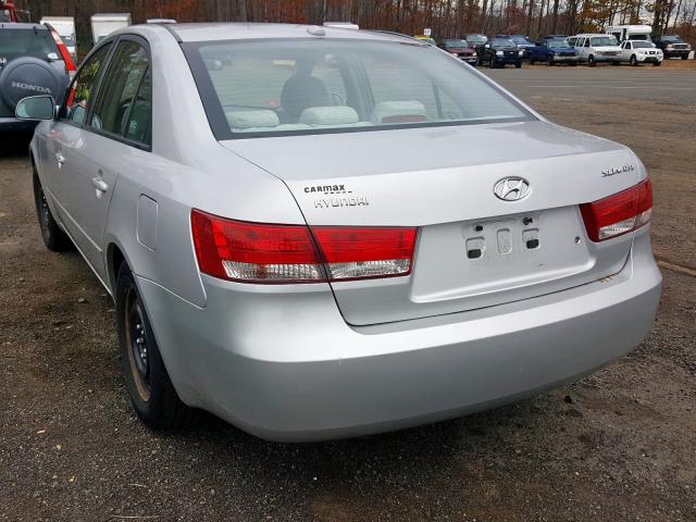 5NPET46C08H381739 - 2008 HYUNDAI SONATA GLS SILVER photo 3