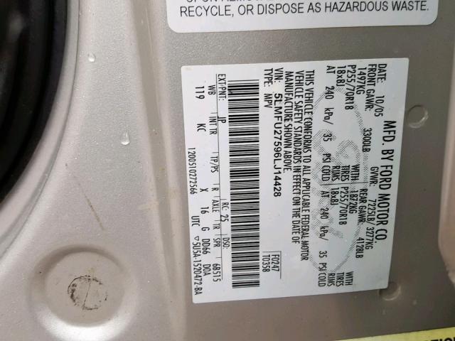 5LMFU27596LJ14428 - 2006 LINCOLN NAVIGATOR 灰色 照片 10