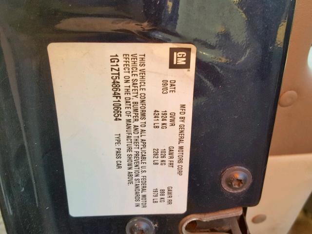 1G1ZT54864F106654 - 2004 CHEVROLET MALIBU LS 蓝色 照片 10