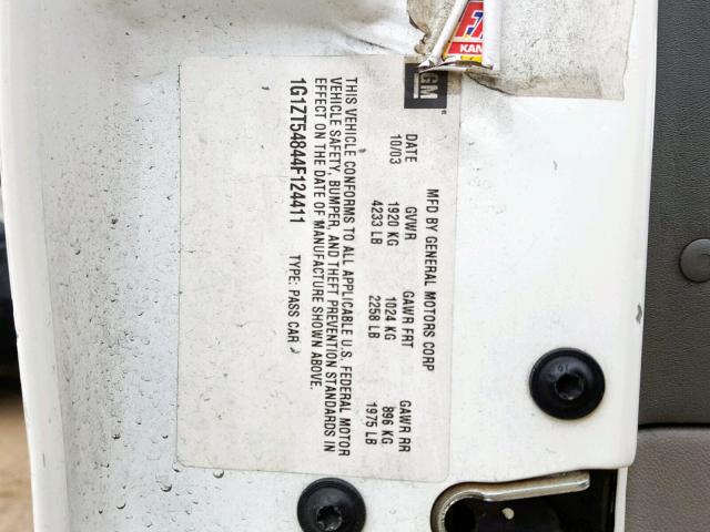 1G1ZT54844F124411 - 2004 CHEVROLET MALIBU LS 白色 照片 10