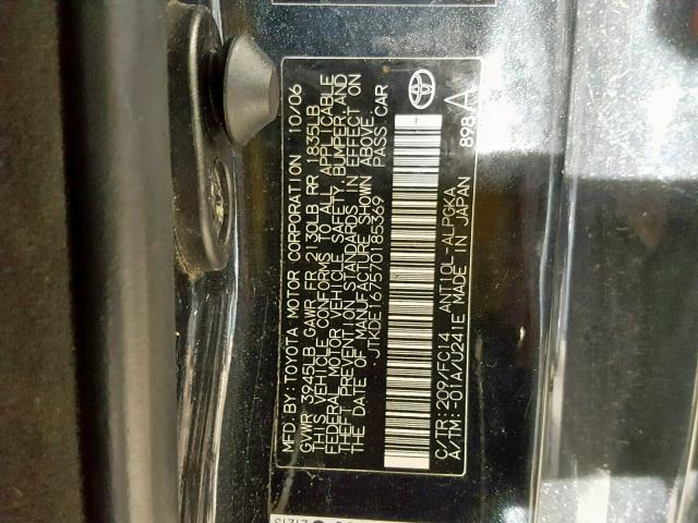 JTKDE167570185369 - 2007 TOYOTA SCION TC Qara foto 10