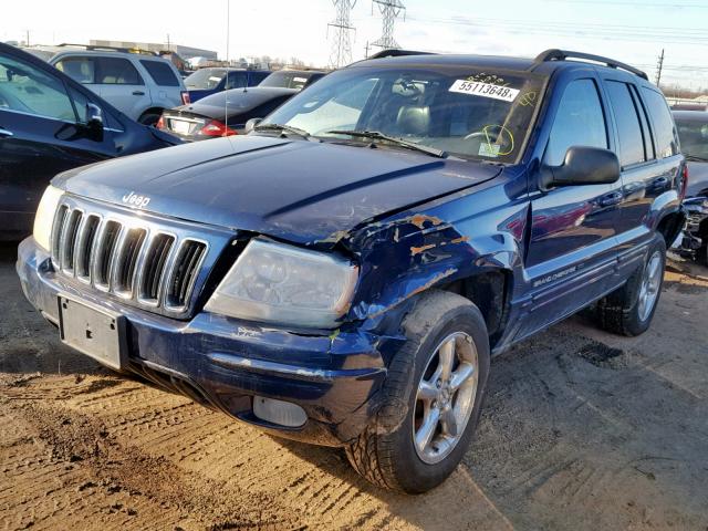 1J8GW58N52C167023 - 2002 JEEP GRAND CHER BLUE photo 2