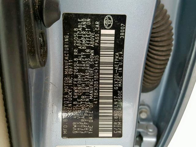 4T1BK3DB1BU434435 - 2011 TOYOTA AVALON BAS Mavi foto 10