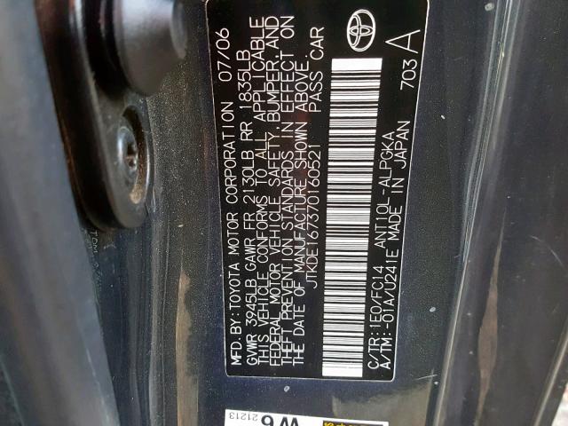 JTKDE167370160521 - 2007 TOYOTA SCION TC 灰色 照片 10