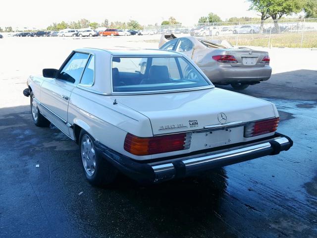 WDBBA45DXFA026289 - 1985 MERCEDES-BENZ 380 SL WHITE photo 3