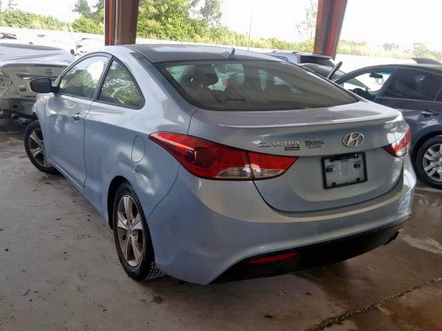 KMHDH6AE0DU005149 - 2013 HYUNDAI ELANTRA CO BLUE photo 3