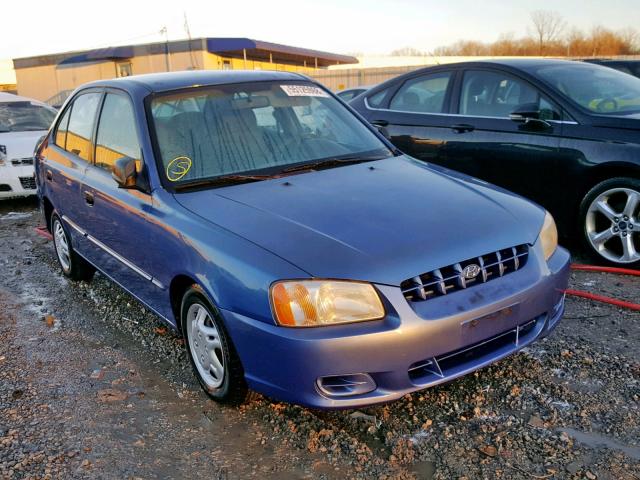 KMHCG45C02U272316 - 2002 HYUNDAI ACCENT GL BLUE photo 1