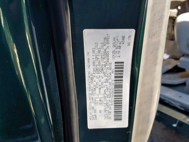 5TDZT38A94S213819 - 2004 TOYOTA SEQUOIA LI GREEN photo 10